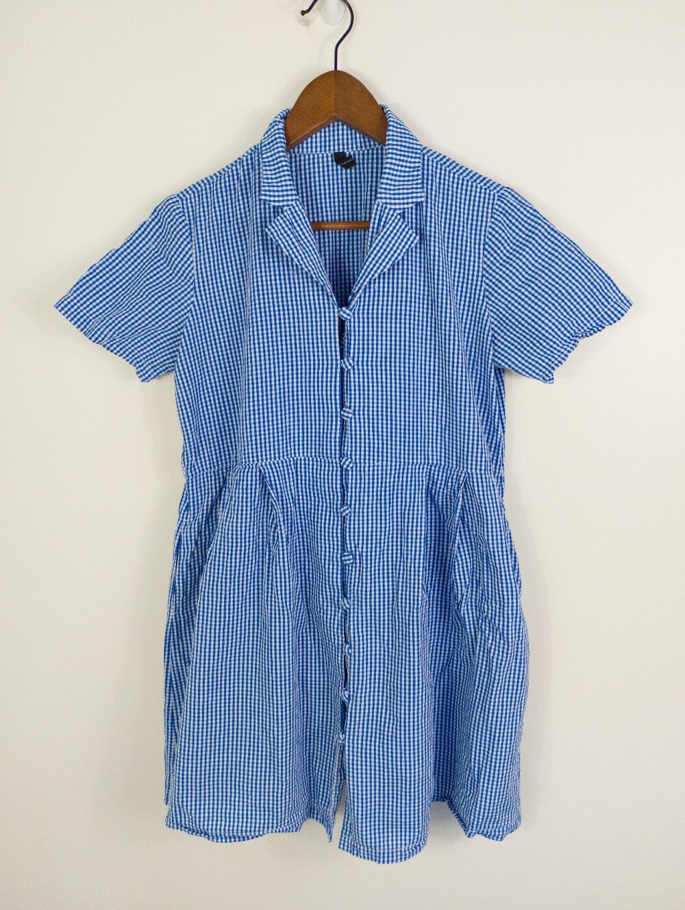Gingham Checkered Short Sleeve Shirt Dress